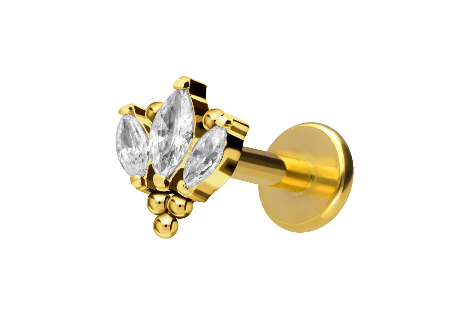 Titan Labret Piercing mit Innengewinde LOTUSBLÜTE + KUGELN